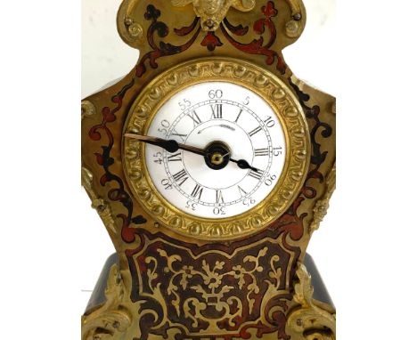 Antique Late 19th Century / Early 20th Century French gilt metal and tortoiseshell boudoir alarm clock,  Hand-wind  working (