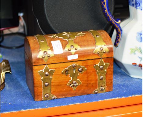 BRASS BOUND 2 DIVISION TEA CADDY     