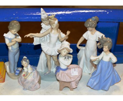 6 VARIOUS LLADRO &amp; NAO FIGURINE ORNAMENTS     