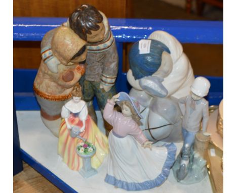 5 VARIOUS FIGURINE ORNAMENTS, LLADRO, NAO &amp; ROYAL DOULTON     