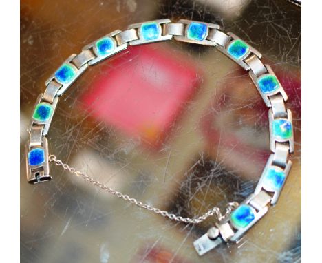 ART NOUVEAU STYLE SILVER &amp; ENAMEL BRACELET, MARKED MB &amp; C, POSSIBLY FOR MURRLE BENNETT &amp; CO     
