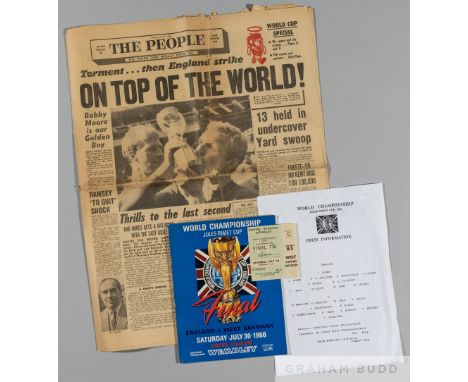 World Cup 1966 England v Germany programme, played at Wembley 30th July 1966,
sold with rare press team sheet issued bon Worl