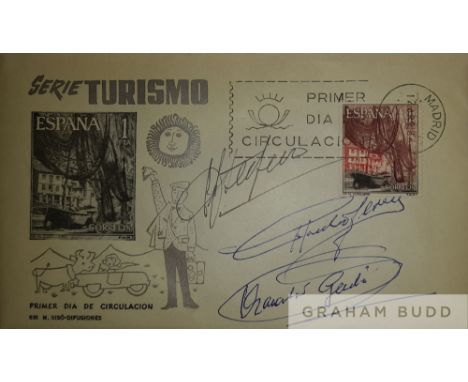 Spanish First Day Cover hand signed by three Footballing Legends who played in the 1954 and 1962 World Cup tournaments,
Puska