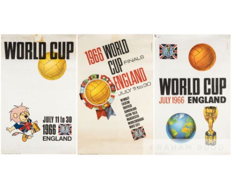 The three versions of Carvosso's poster designs for the 1966 World Cup,

printed by McCorquodale &amp; Co Ltd, the first bein