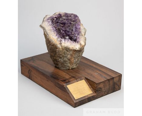 Ex-Pelé Collection: a 1,000th&nbsp;goal trophy presentation to Pelé, 
composed of a large amethyst geode mounted on a solid b