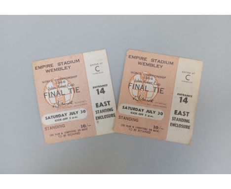 Two England v. West Germany 1966 World Cup final ticket stubs, 30th July 1966
East Standing Enclosure,&nbsp;Entrance 14 via ‘