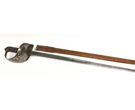 A 1897 pattern infantry officer's sword, by Hobson & Son, London, 82cm straight fullered blade, pierced guard with George V c