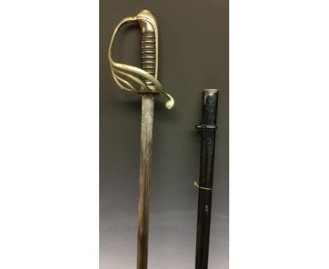 A French M1882 light cavalry trooper’s sword, 85cm straight fullered blade, marked “Manufacture Nationale d' Armes de Chadell