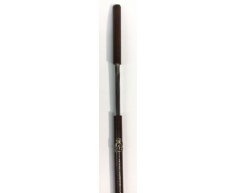 An early 20th century gentleman-officer's briddle leather swagger sword stick, the scabbard applied with the monogram APC and