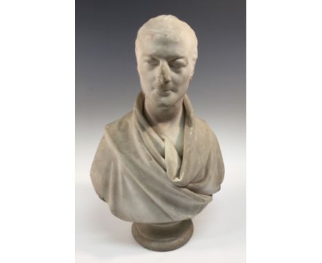 Thomas Fowke (19th century), a marble library portrait bust, of a gentleman, inscribed to verso T Fowke Sc., London 1857, tur