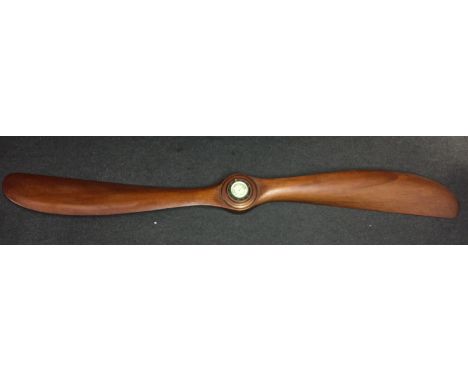 Aeronautica - an early 20th century laminated mahogany aeroplane propeller, stamped B27805, HP 80 REN, DG 76, D 245, P 175, R