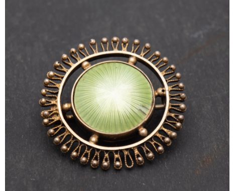 David Andersen, Oslo, Norway, a light green enamel brooch, stamped '925', with maker's mark for 1888-1925, diameter ca. 2.8cm