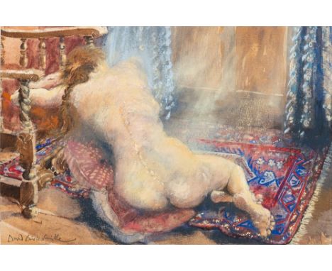 * David Birtwhistle [b.1947] Window's Light, nude in an interior signed bottom left watercolour and pastel drawing, 24 x 39cm