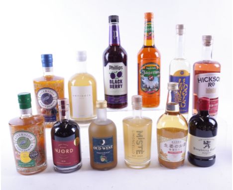 12 BOTTLES LIQUEURSMorland Raspberry Confit (50cl); Yomeishu Seizo Co Ltd Classic Ginger + Honey; Místè Limonecello (50cl); D