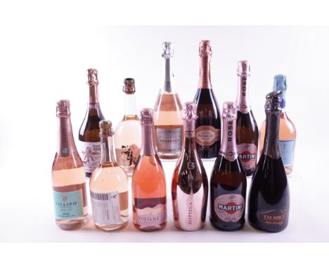 12 BOTTLES ITALIAN SPARKLING ROSÉ WINEFillipo Sansovino Extra Dry and Millesimato Extra Dry 2022; Toffoli Vincenzo Brut; Bott