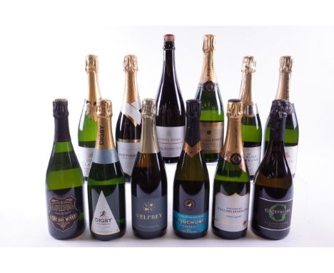 12 BOTTLES ENGLISH SPARKLING WINELyme Bay Winery Classic Cuvée 2017; Digby Non Vintage Brut; Velfrey Brut NV; Woodchurch Clas