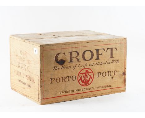 TWELVE BOTTLES OF CROFT VINTAGE PORT 1991 (12)In wooden crate