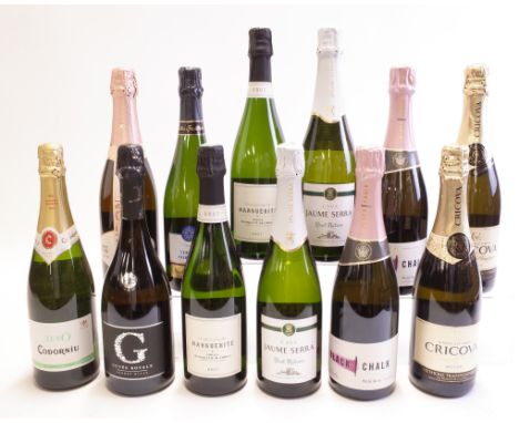 12 BOTTLES SPARKLING WHITE AND ROSÉ WINECricova 2 x Cuvée Prestige Brut NV; Black Chalk 2 x Wild Rose Brut 2018; Bodegas Jaum