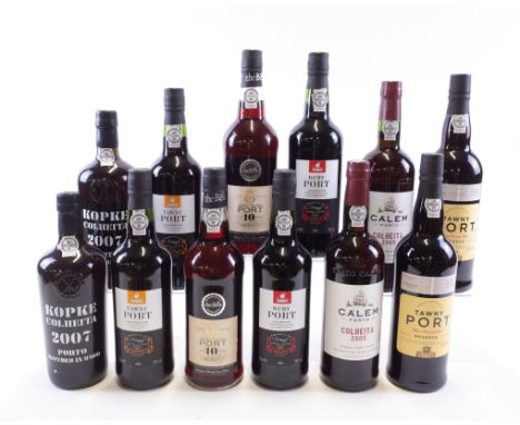 12 BOTTLES PORTSogevinus Fine Wines 2 x Kopke Colheita 2007 and 2 x Cálem Colheita 2005; Symington Family Estates 2 x Morriso