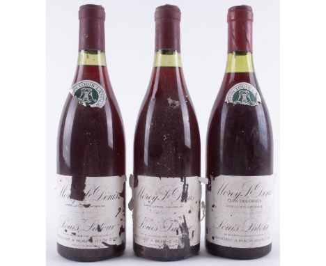 THREE BOTTLES OF RED BURGUNDY2 bottles Morey St-Denis, Louis Latour neck label with vintage missing, 1 bottle Morey Saint-Den