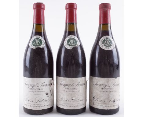 THREE BOTTLES SAVIGNY-LES-BEAUNE, IER CRU LES SERPENTIÈRES,  LOUIS LATOUR 1985Vintage illegible on two bottles - believed to 