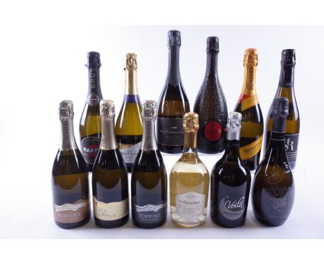 12 BOTTLES ITALIAN SPARKLING WINEToffoli Brut Nature 2022, Maria Extra Dry 2022 and Extra Brut 2022; Waitrose + Partners Pass