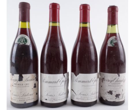 FOUR BOTTLES OF RED BURGUNDY1 bottle Savigny-les-Beaune, 1er Cru, Louis Latour - vintage unknown, 1 bottles Gevrey-Chambertin