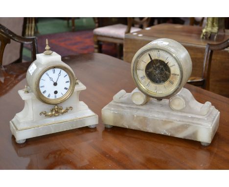 An Alabaster mantle clock, another. (2)