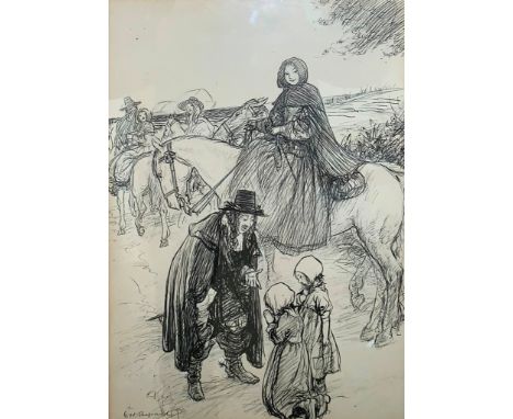 Ernest Howard Shepard (British, 1879-1976):'Pepys and the Little Girl', original ink illustration heightened with white, sign