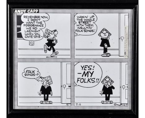 Reginald "Reg" Smythe - Andy Capp - an original cartoon, published by The Daily Mirror, 1973, inscribed 7-6, final proof for 