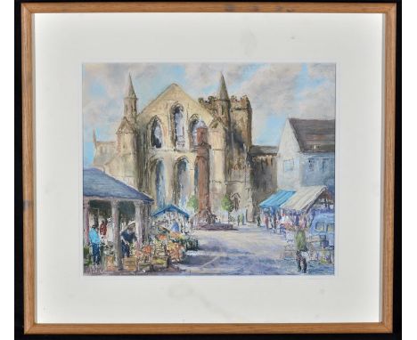 Paul R*** Whitehouse - "Market Day, Hexham" and "Winter scene in South Tyne", signed, pastels, 31.5 x 37cms; 12 1/4 x 14 1/2i