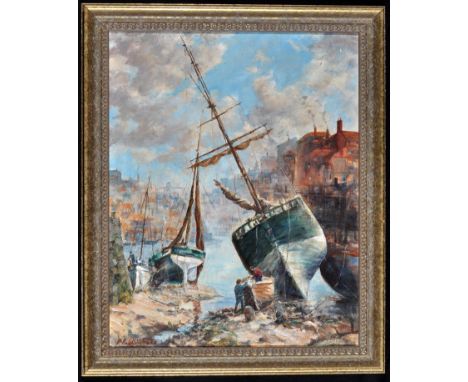 Paul R*** Whitehouse - "Whitby 1890", signed; with inscription on a label verso, oil on board, 49.8 x 39.5cms; 19 1/2 x 15 1/