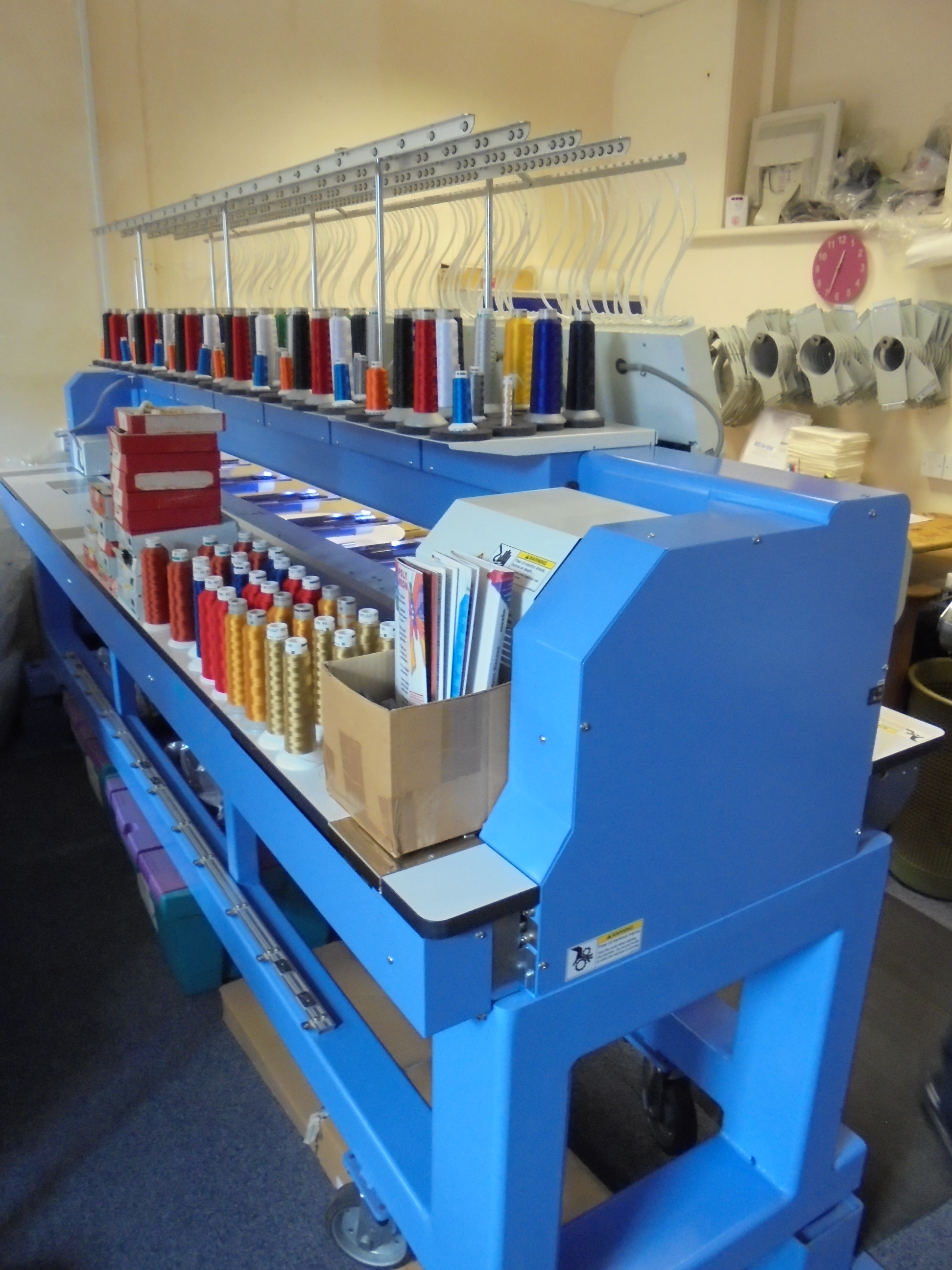 Happy Japan Inc' 6 Head Embroidery Machine, Model HCR2150645, S/N 1006007. 6 Heads with 15 Need