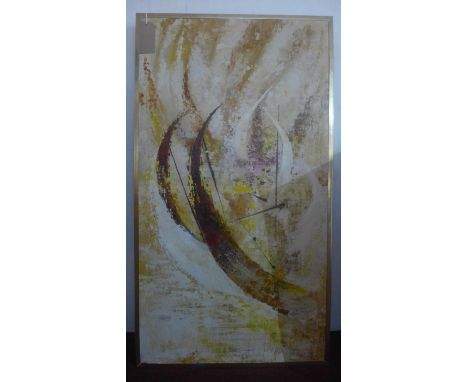 A large framed and glazed signed print of abstract heads, together with a framed abstract oil on canvas (2) 