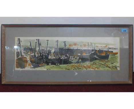 Edwin La Dell (British, 1914-1970), 'Hastings Beach', lithograph, signed and titled in pencil to lower right, bears label for