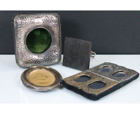 20th century silver photo frames, one oval example hallmarked 1909, together with a four cameo photo frame, John Bull Ltd, Lo
