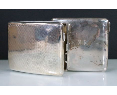 Early 20th century silver cigarette cases to include one engine turned example hallmarked, S Blanckensee &amp; Son Ltd, 1930,