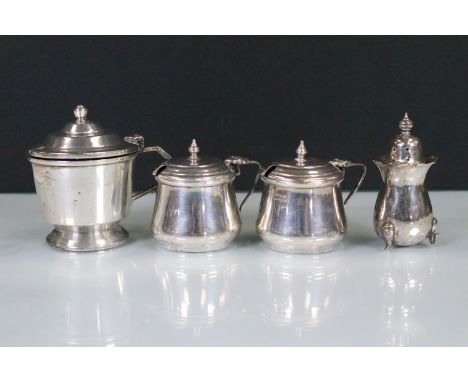 Early 20th century silver cruet condiment set, hallmarked Bechtler Llahabad, Birmingham, 1938, William Hair Haseler, Birmingh