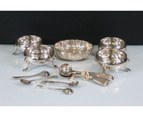 Four hallmarked salt cellars by Ann Smith &amp; Nathaniel Appleton, London, and other makers (marks unclear) together with a 