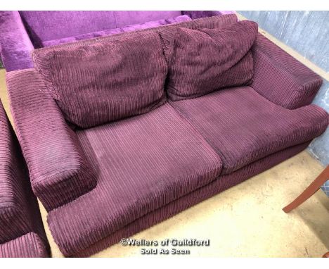 *PURPLE STRIPED SOFA WITH MATCHING ARM CHAIR - SOFA 65CM H X 175CM W X 95CM D