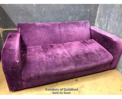 *PURPLE VELVET STYLE SOFA - 70CM H X 176CM W X 90CM D