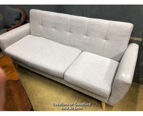 *GREY 3 SEATER SOFA - 193CM L X 76CM D X 90CM H