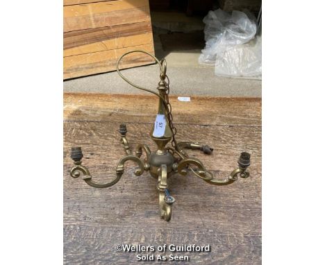 *BRASS 5 LAMP CHANDELIER -50CM W X 45CM H