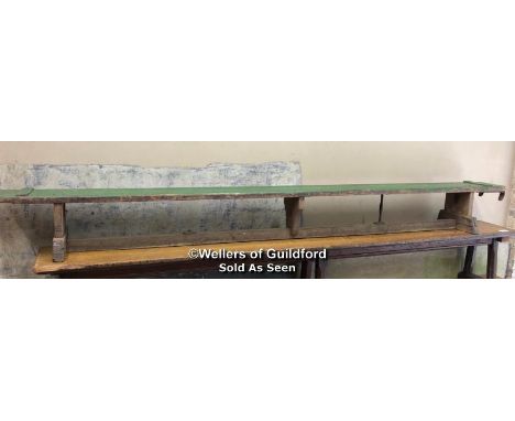 *OAK GYMNASIUM BENCH WITH 3 FEET, WILL NEED SOME RESTORATION - 3.07M L 