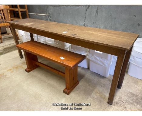 *BENCH AND TABLE - TABLE 81CM H X 221CM L X 50CM D