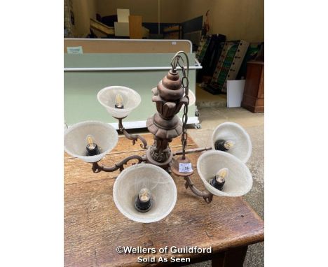 *FLORAL DÉCOR METAL 6 LAMP CHANDELIER - 74CM W X 60CM H