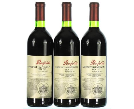 1987 Penfolds, Bin 707 Cabernet Sauvignon, South Australia 3x75cl  Part of the personal collection of a retired wine merchant