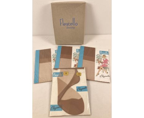 4 pairs of vintage Flexcello Elegantes 15 denier stockings in original packaging, complete with shop stock box. 