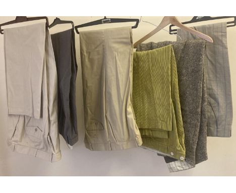 6 pairs of vintage men's trousers in neutral tones to include cords and tweed. 