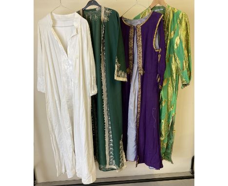 4 vintage theatre costume long length ethnic style tunics with embroidered detail. 